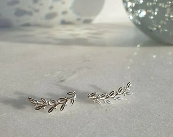 LAUREL recycled silver earclimbers | recycled silver earclimbers | recycled silver earclimbers | leaf pattern earclimbers | earclimbers
