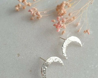 GLITTER TUSKS recycled silver studs | silver earrings | silver moon studs | textured crescent studs | stud earrings | recycled silver studs