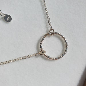 DOT DASH CIRCLE silver necklace silver circle necklace silver circles necklace silver circle textured necklace silver round necklace image 7