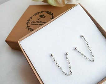 BALL + CHAIN LINK silver earring studs | chain earrings | chain studs | silver chain earrings | silver chain studs | chain drop earrings