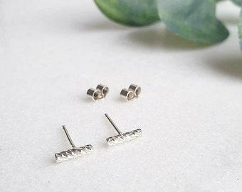 TWIST BARS silver stud earrings | silver line stud earrings | bar sterling silver line earrings | rectangular silver earrings | bar earrings