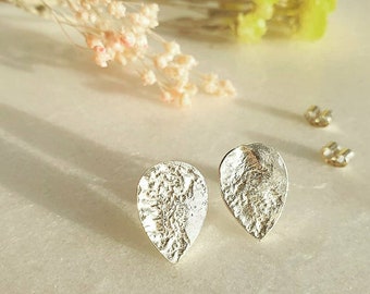 HEAT TEXTURE PETALS recycled silver stud earrings | silver earrings | recycled sterling silver earrings | texture silver earrings | earrings