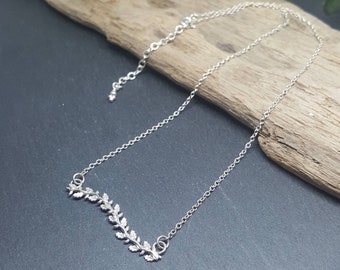 OAK BRANCH recycled silver necklace | Silver Branch Necklace | Silver Leaf Necklace | Delicate Silver Necklace | Silver Leafy Necklace