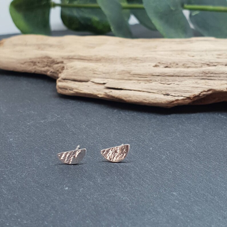 tiny moon earrings silver half moon studs textured moon studs half moon studs half moon studs earrings Half moon lace print studs