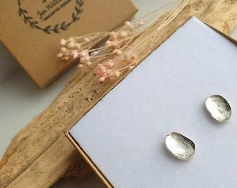 ORGANIC OVAL recycled silver studs | Silver oval earrings | silver oval studs | textured oval studs |  stud earrings | recycled silver studs