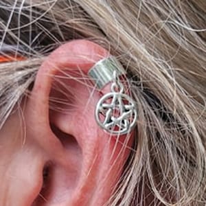 Witchy Silver Pentacle Ear Cuff, Pentagram, Pagan, Goth