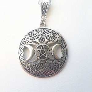 Dreifache Mond Göttin Pentakel Baum des Lebens Halskette Wiccan Pagan keltische Knotenarbeit