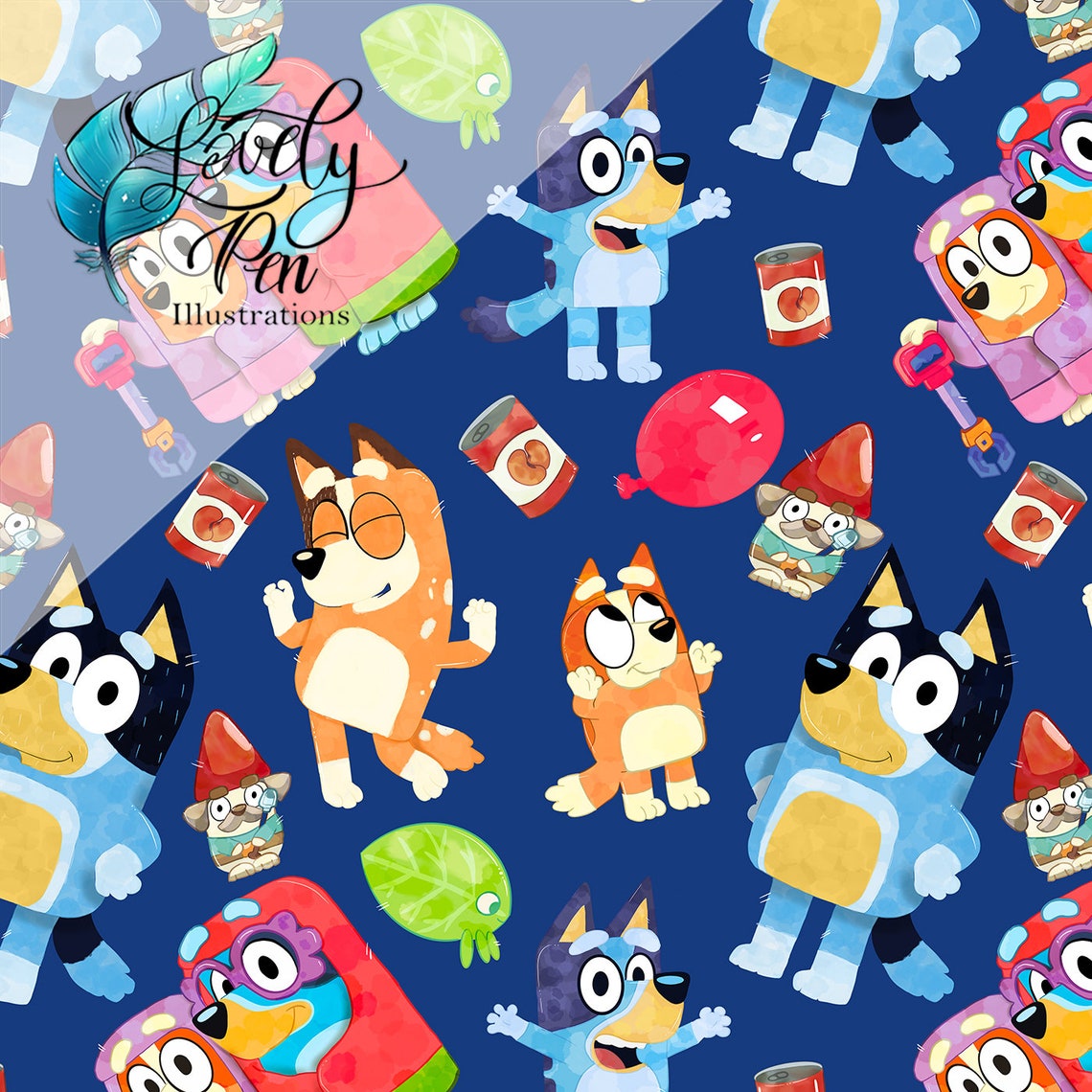 Bluey Bundle Seamless Files hand painted Etsy