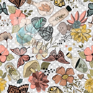 Witchy Boho Moth Butterfly Handpainted unique  Seamless File