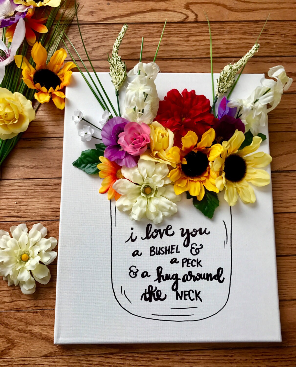 flowers in a mason jar canvas custom canvas canvas art wall Etsy