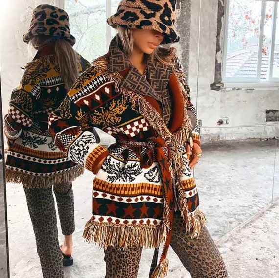 BOHO BELTED CARDIGAN Jacquard Cardigan 