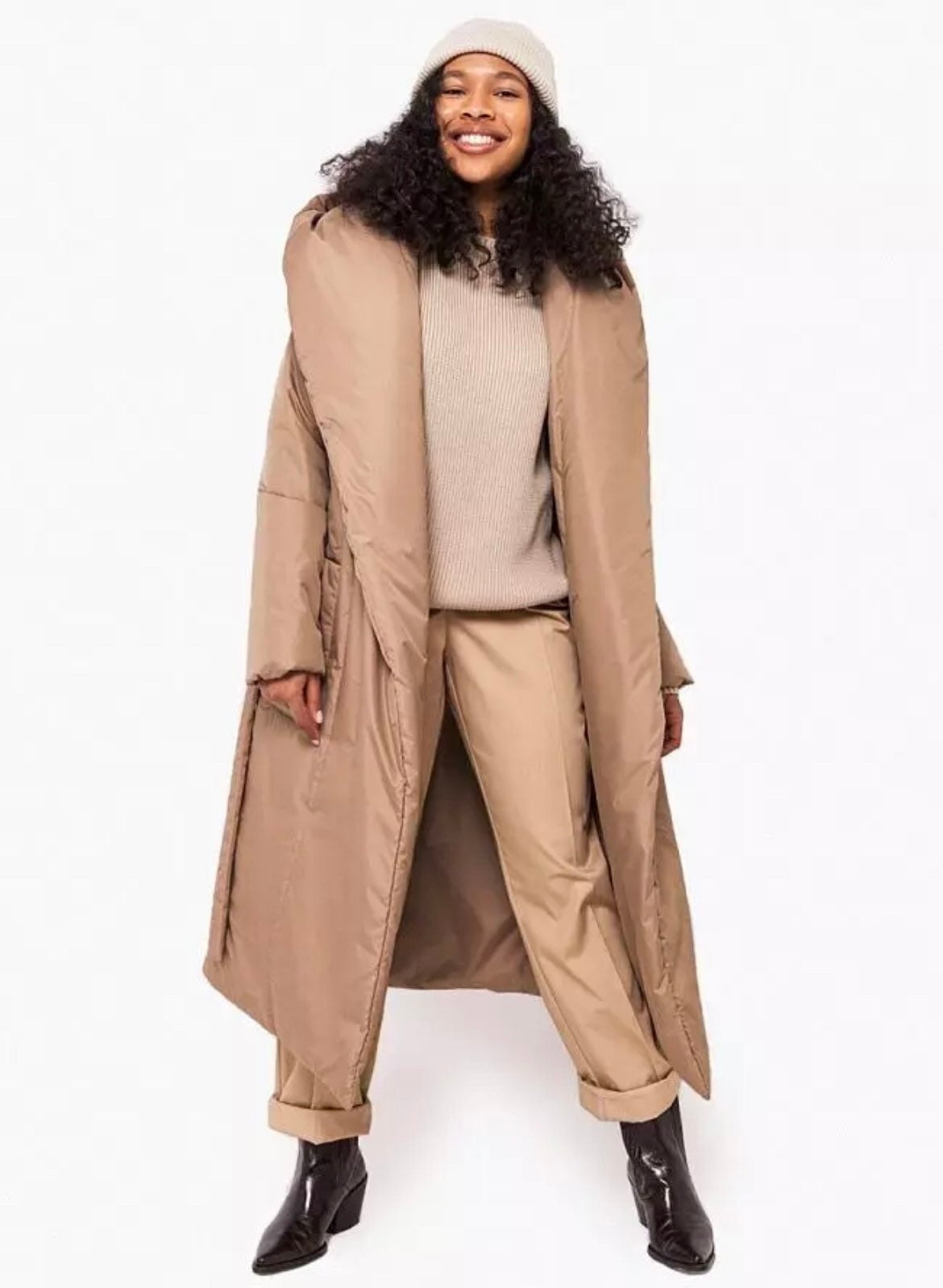 purple long down coat