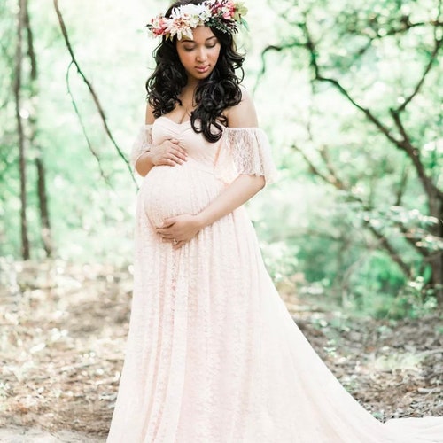 plus size lace maternity dress for photoshoot Plus Size Maternity Dress mint