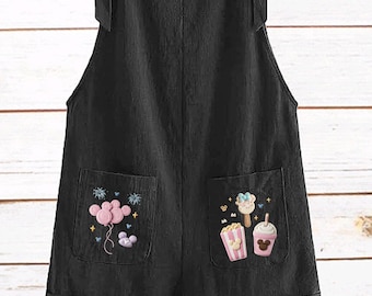 Magic Overalls Disneyland Romper Mickey Balloons WDW Disneyworld Jumper Disney Ears Popcorn Coffee