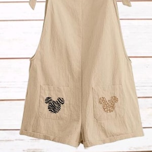Mickey Animal Print Romper Animal Kingdom WDW DAK Disney Disneyworld Leopard Tiger Print Pocket Shoulder Tie Adult Jumper