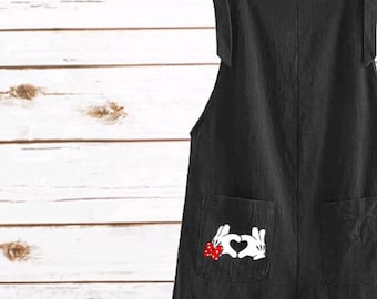 Mickey Minnie Love Hands Romper Mickey and Minnie Overalls