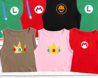 Mario Luigi Croptop Peach Daisy Crop Top Wario Waluigi Bowser Cropped Tank
