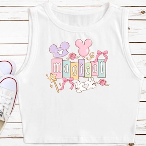 Magische crop top Disneyland magisch meisje mooi meisje esthetiek Mickey Ears Love Hands Disneyland Sign cropped tanktop