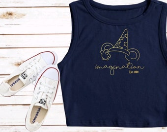 Mickey Sorcerer Hat Disney Shirt Crop Tank Mickey Cropped Tank Top Disney Croptop WDW Disney Vacation Top