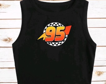 Lightning McQueen 95 Croptop Radiator Springs Carsland Disneyland WDW Disneyworld Crop top Checkers Ki Chow