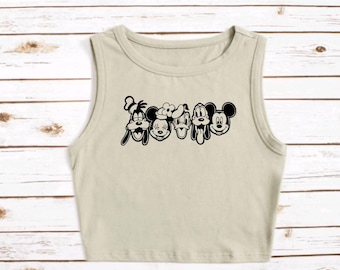 Mickey Mouse Disney Croptop Mickey & Friends Cropped Tank Goofy Minnie Donald Pluto Disneyland Cropped Top WDW Disneyworld