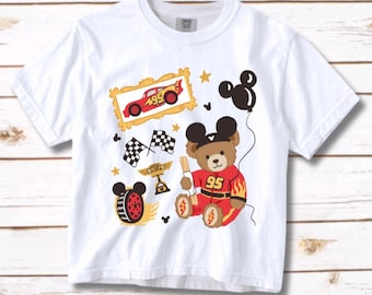 Cars Teddy Bear Crop Piston Cup Croptop Disney Pixar CARSLAND Cropped tshirt Checkers McQueen Mickey Balloon DCA WDW Radiator Springs