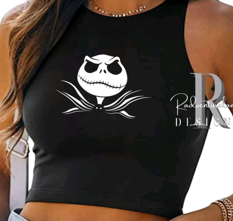 Jack Skellington Nightmare Before Christmas Cropped Top Disney Shirt Halloween Crop Tank Oogie Boogie Boo to You MNSSHP Croptop Tank Costume bild 2