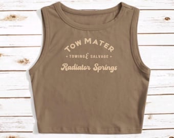 Tow Mater Cars Disney Pixar Crop Tank Crop Tank Disneyland Radiator Springs Disney Shirt Disney Crop Tank Top Lightning McQueen Mater