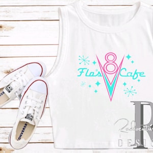 Flo's v8 Cafe Cars Disney Pixar Crop Tank Disney Shirt Croptop Cropped tank WDW Disneyland Shirts