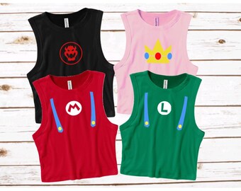 Super Mario Croptops Mario Luigi Bowser Princess Peach Cropped Tank Tops Universal Studios Trip shirts Epic Universe Crop top