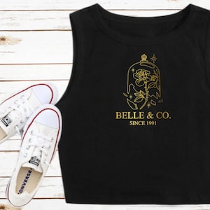 Belle & Company Disney Shirt Crop Tank Beauty and the Beast Cropped Top Disney Cropped Tank WDW Gaston