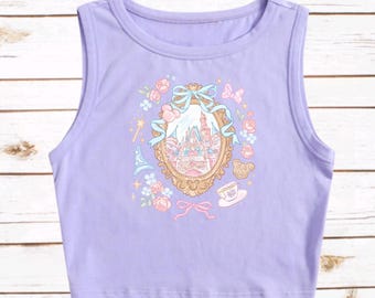 Disney Castle Bow Crop Shirt Disneyland Mickey Balloons Mouse Ears WDW Disneyworld crop coquette baroque tank
