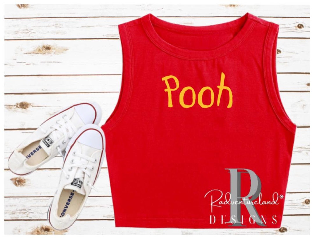 Pooh　[TAN] CLING FILM CROPPED TEE Disney Winnie the Pooh Tigger Butterfly Women's Ribbed Crop Top