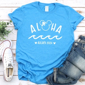 GILDAN Aloha SURFER Mickey Mouse Disney Shirt Hawaiian Family Mahalo Aulani Shave Ice Vacation Shirts 2024