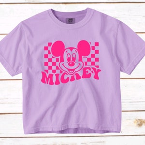 Cropped Tshirt 80s Mickey Mouse Checkered Disney Trip WDW Disneyland EPCOT Checkers Hollywood Studios MK Animal Kingdom