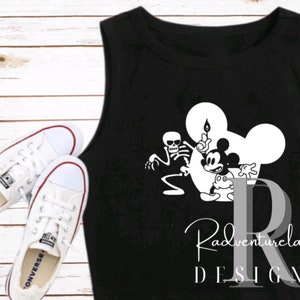 Mickey Mouse Skeleton Dance Crop Tank Disney Shirt Disney Crop Disneyland WDW Halloween MNSSHP HHS Crop Tank Glow in the Dark Croptop