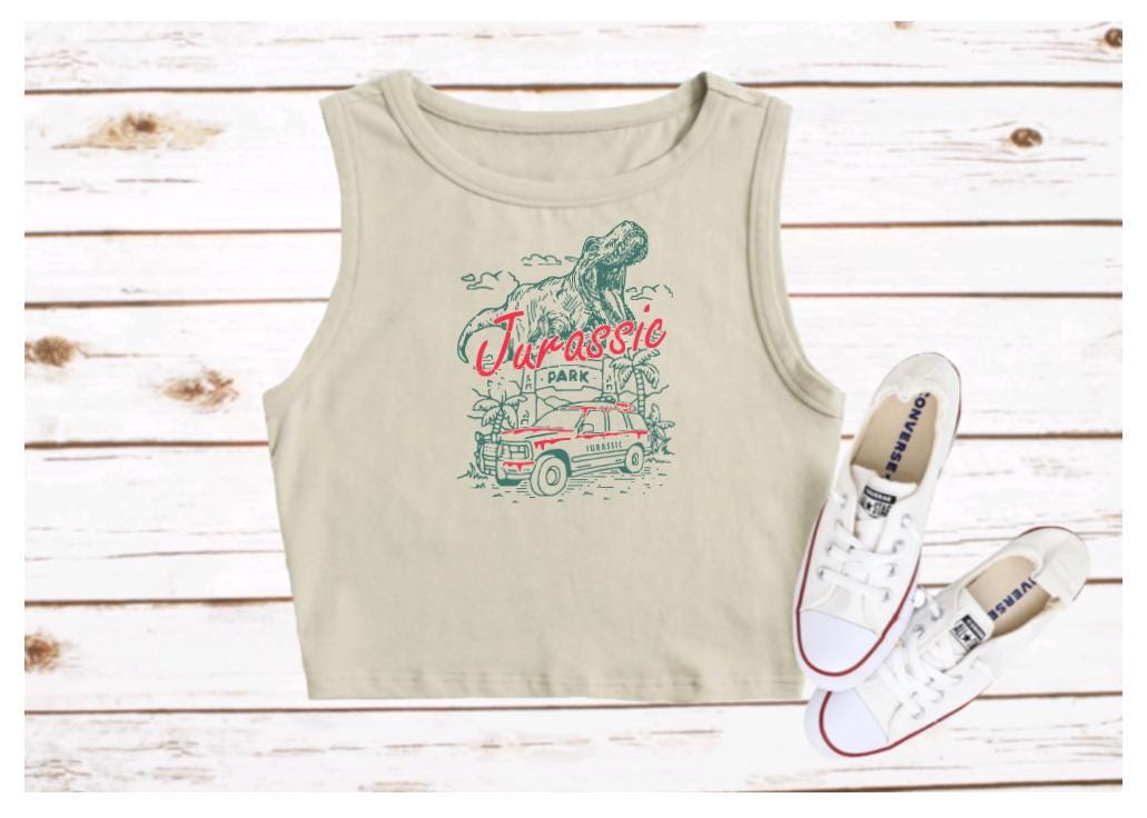 Universal Studios Crop Top Dinosaur Tour shirt Jurassic Jeep Dino Park Raptor Cropped top Tank Clever Girl Crop Tank
