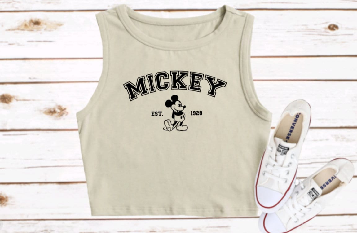 Mickey Mouse Disney Shirt Crop Tank Mickey Cropped Tank Top Disney