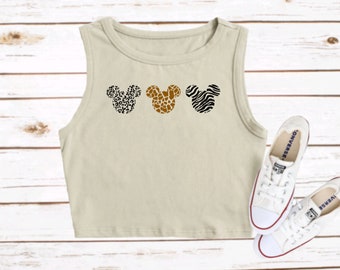 Mickey Mouse Animal Print Disney Crop Tank Leopard Tiger Cropped Tank Top Disneys Animal Kingdom Tshirts WDW Hollywood Studios DAK Epcot