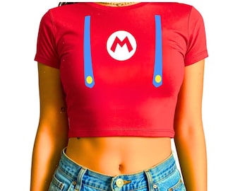 Mario Overalls Croptop Crop Top Supermario Cropped Top Universal Studios Epic Universe