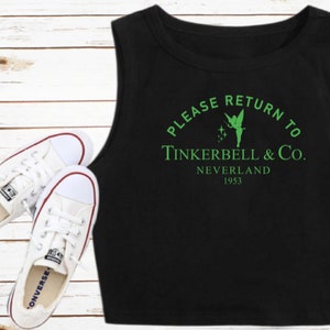 Tinker Bell Crop Tank Tink Disney Shirt Tinkerbell Disney Crop Disneyland WDW DCA Croptank Peter Pan Neverland Cropped Top