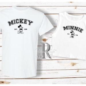 Couples Tee & Crop Tank Top Disney Shirts Mickey Minnie Mouse College WDW EPCOT Hollywood Studios DCA