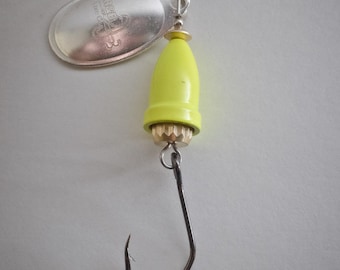 Chartreuse , Bell body Spinner lure, Fishing Lure, Spinner Bait, Fishing Jig, Fishing Gift, Mens Gift, Dad Gift, Fishing Accessory, Trout,