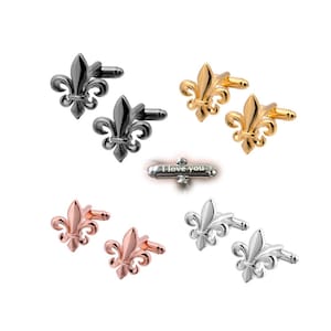 Fleur De Lis Cufflinks,Silver Rose or Fleur De Lis Cufflinks, boutons de manchette de mariage, boutons de manchette de groomsmen, boutons de manchette de mariageStainless Steel