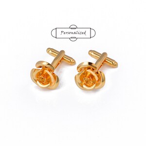 Rose Cufflinks-Wedding Cufflinks-Golden Rose Cufflinks-Wedding Rose Cufflinks for Friends
