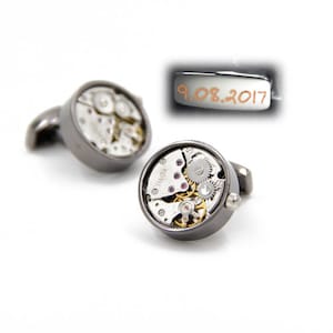 Customized Cufflinks Anniversary Gifts for Men, Watch Movement Cuff Links,Father's Day Gift,Groomsmen Gift,Best Man Gift,Steampunk Cuff Link