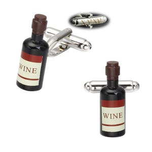 personalised gift Red Wine Bottle Cufflinks Alcohol White Gif cool gift for dad Red Wine Cufflinks Wine bottle cufflinks wine glass