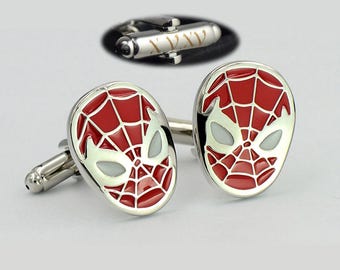 Gemelos personalizados, regalo para esposo, gemelos de superhéroe, gemelos de Spider-Man, Spiderman, cómics, superhéroe, para él, regalo para hombres, boda, novio