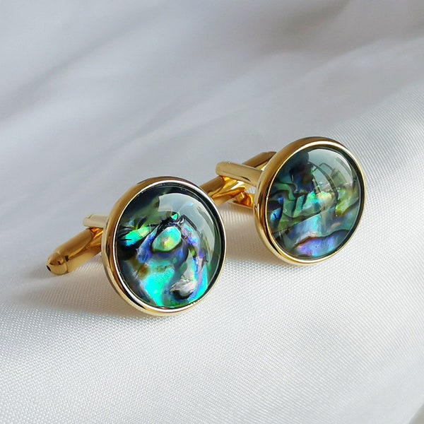 Natural Abalone and Fritillary Cufflinks Wedding Anniversary Initials Cufflinks Groomsmen Cufflinks Business Elite Cufflinks
