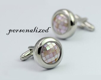 Color pearl Cufflinks-White Pearl Cufflinks –  Round White Freshwater Pearl Cufflinks –   White Cufflinks